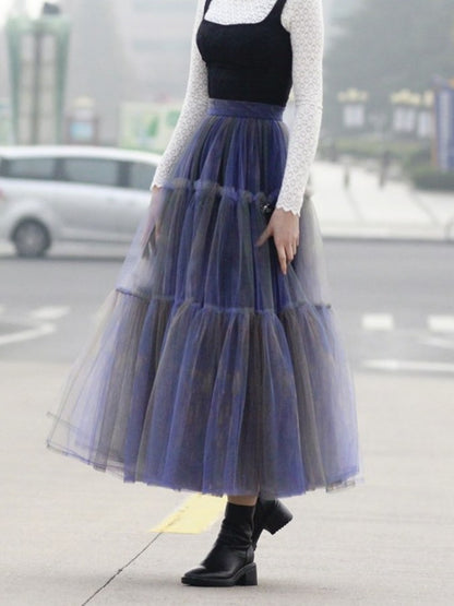 Gradation mesh skirt X2186