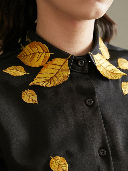 Leaf decoration lapel shirts X2508