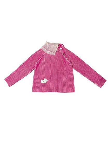 Pink Stripe Ruffle Rong Sweater　X2990