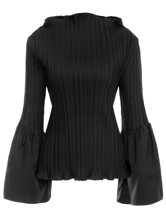 Trumpet sleeve pleated pullover X2483