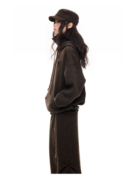 Layered-Look High-Neck Hoodie & Long Skirt 　X3484