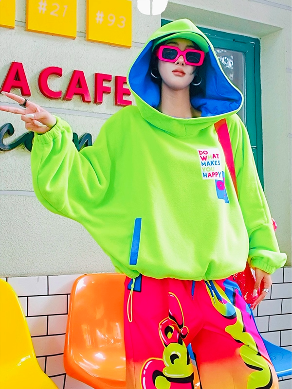 Letter Fleece Hoodie　X3410