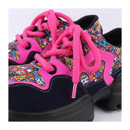 Chunky Platform Colorblock Lace-Up Shoes　X3480