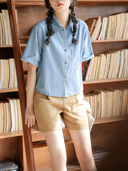 Short denim shirt X2389