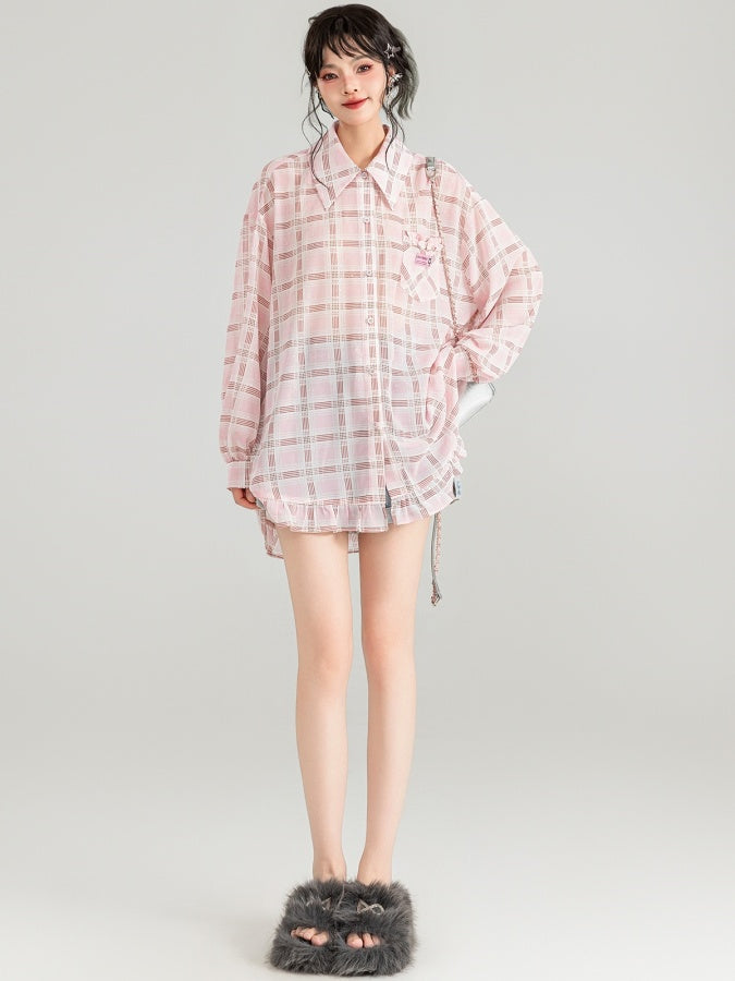 Butterfly motif oversized shirt X2733