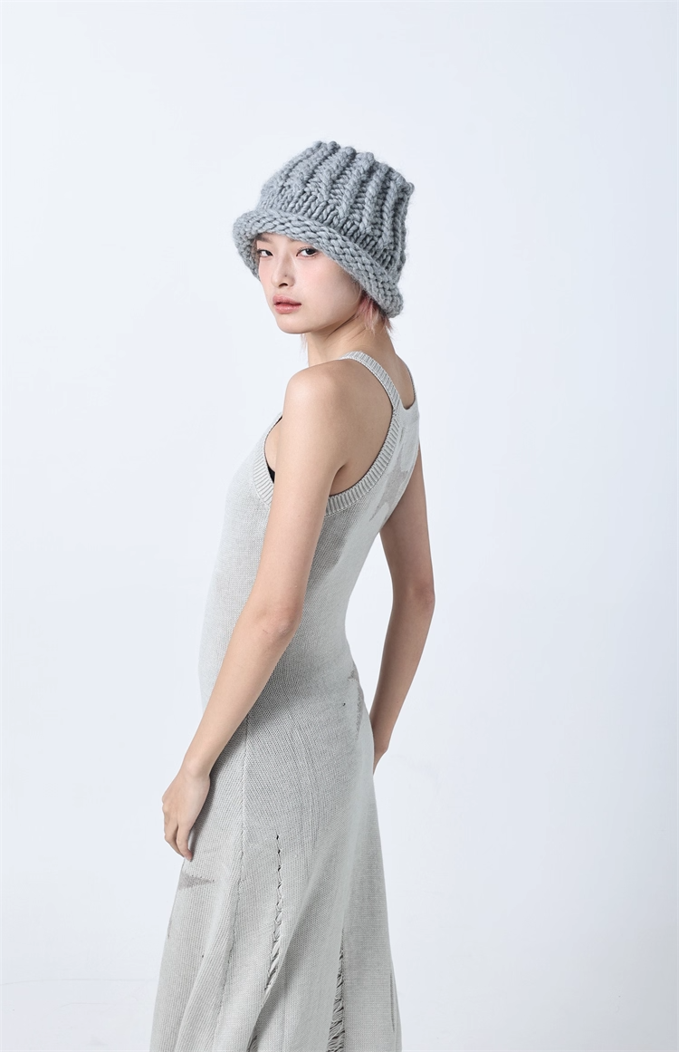 Icelandic Hand-Knitted Wool Beanie Neck Warmer　X3442