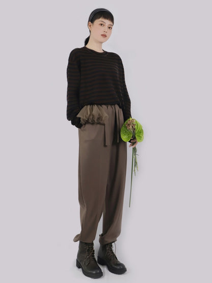 Center pleated tapered pants X2839