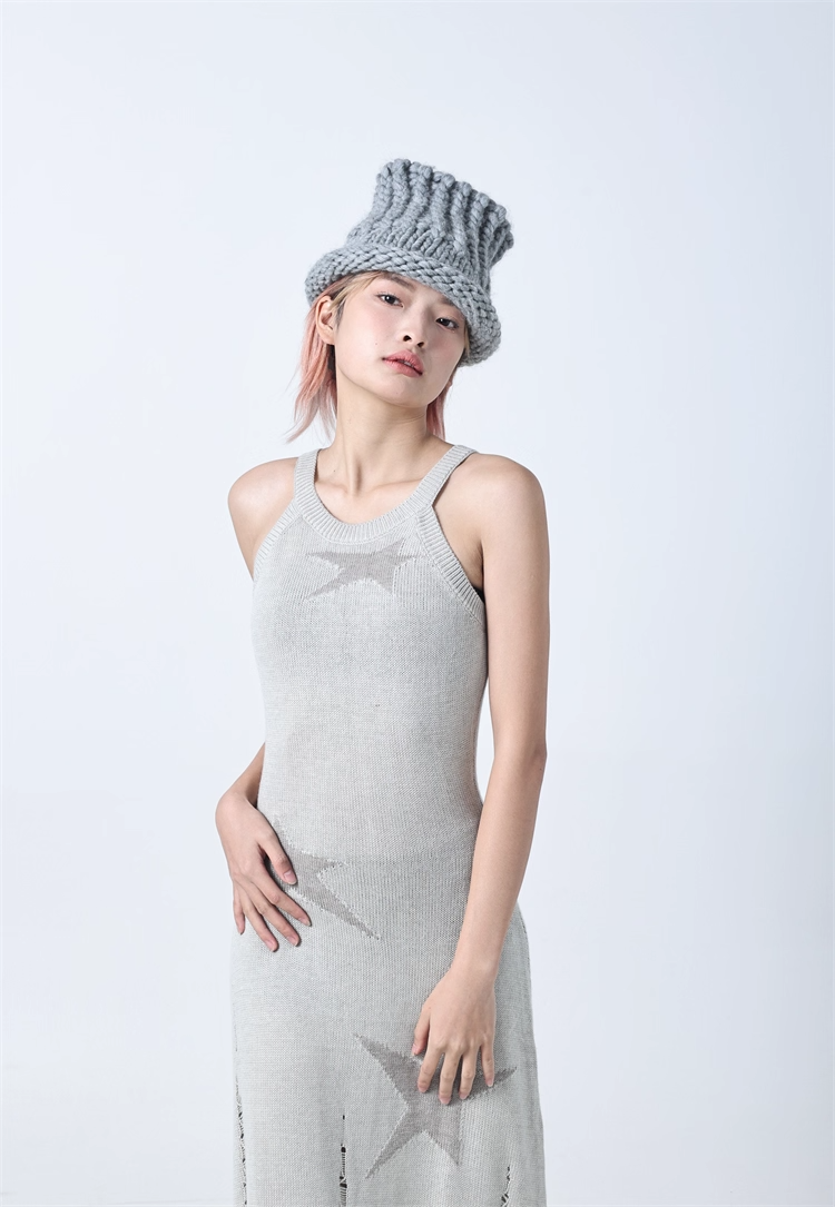 Icelandic Hand-Knitted Wool Beanie Neck Warmer　X3442