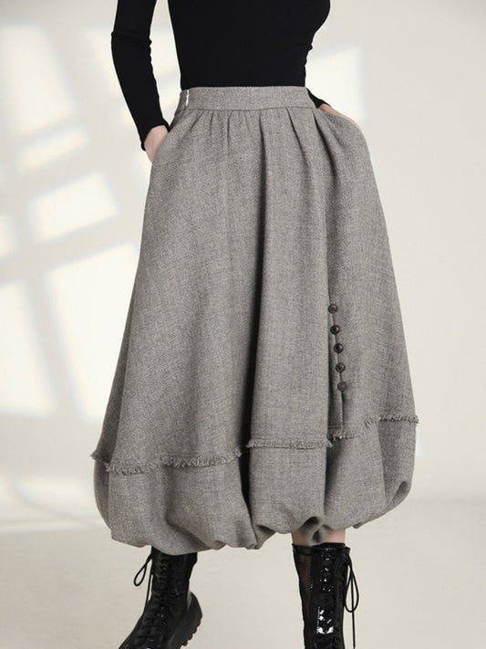 High Waist Volume Medium Skirt X2420