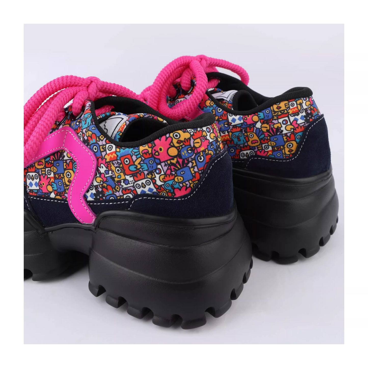 Chunky Platform Colorblock Lace-Up Shoes　X3480