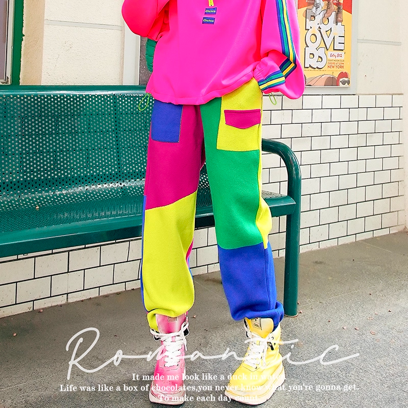 Colorblock Dopamine Jogger Pants　X3432