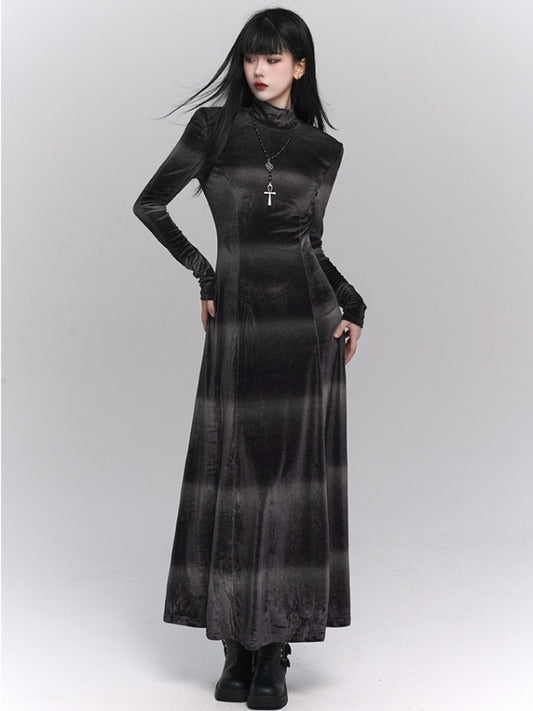 Velvet Slim Long Dress　X2982