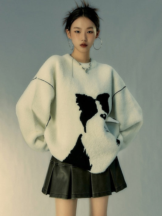 Dog silhouette sweater X2571