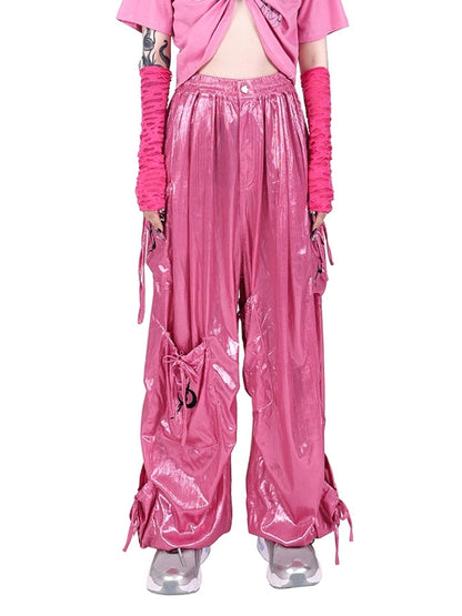 Metallic color Y2K pants X2449