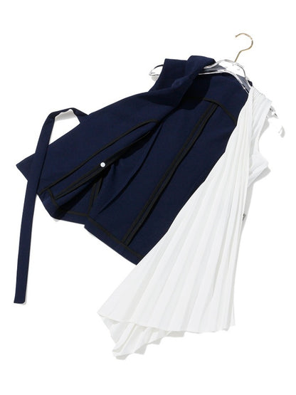 Asymmetrical pleated design vest X2714