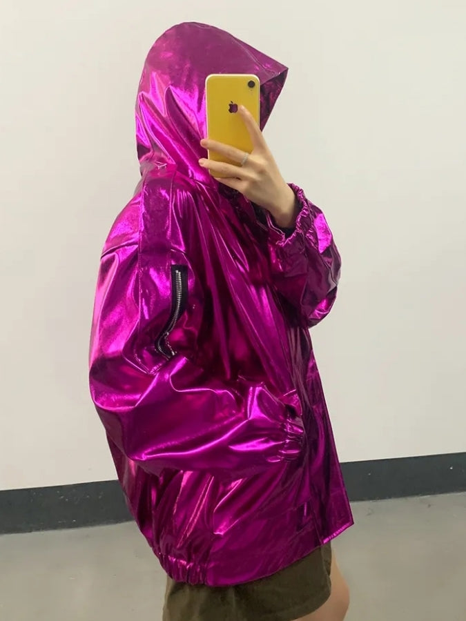 Metallic color hood jacket X2526