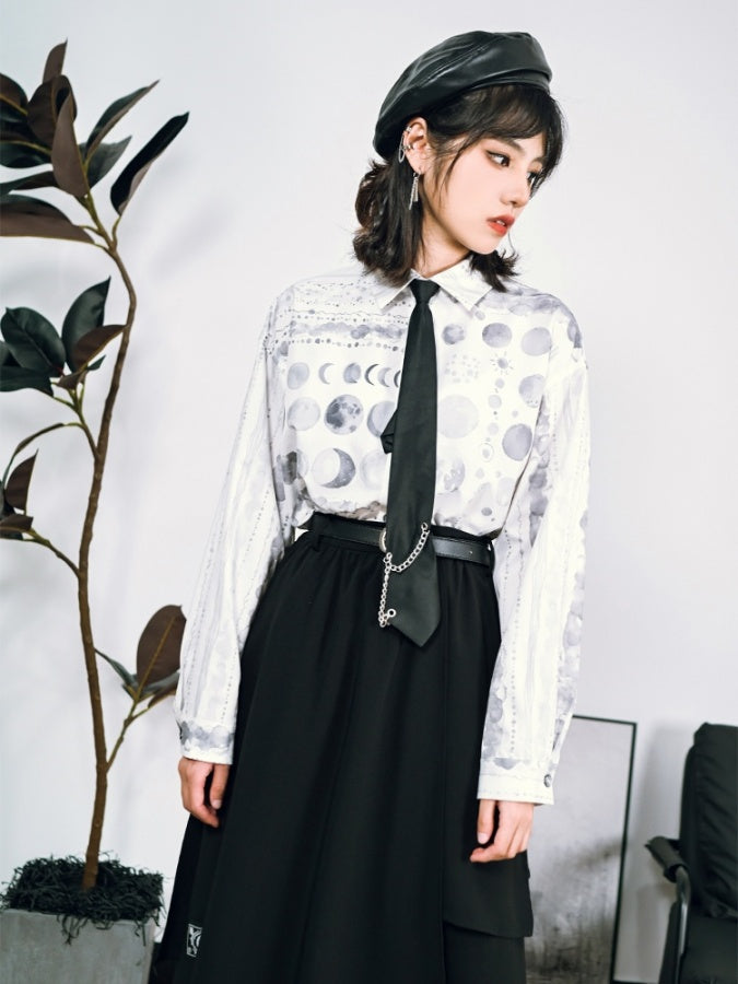 Moon pattern print shirt X2828