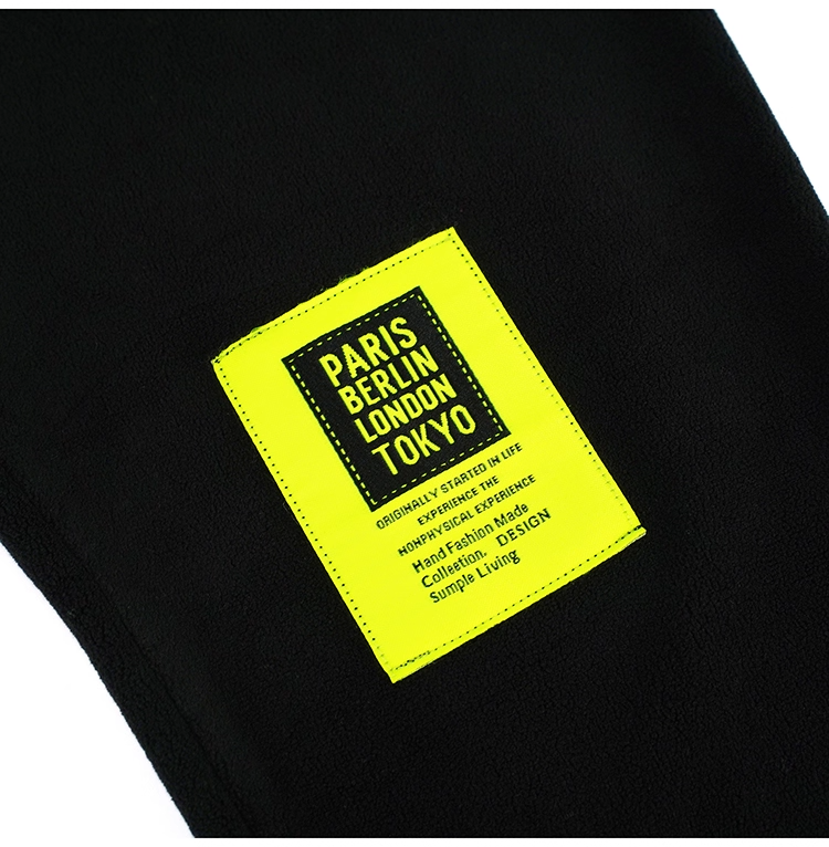 Neon Green Letter Patch Fleece Leggings X3412