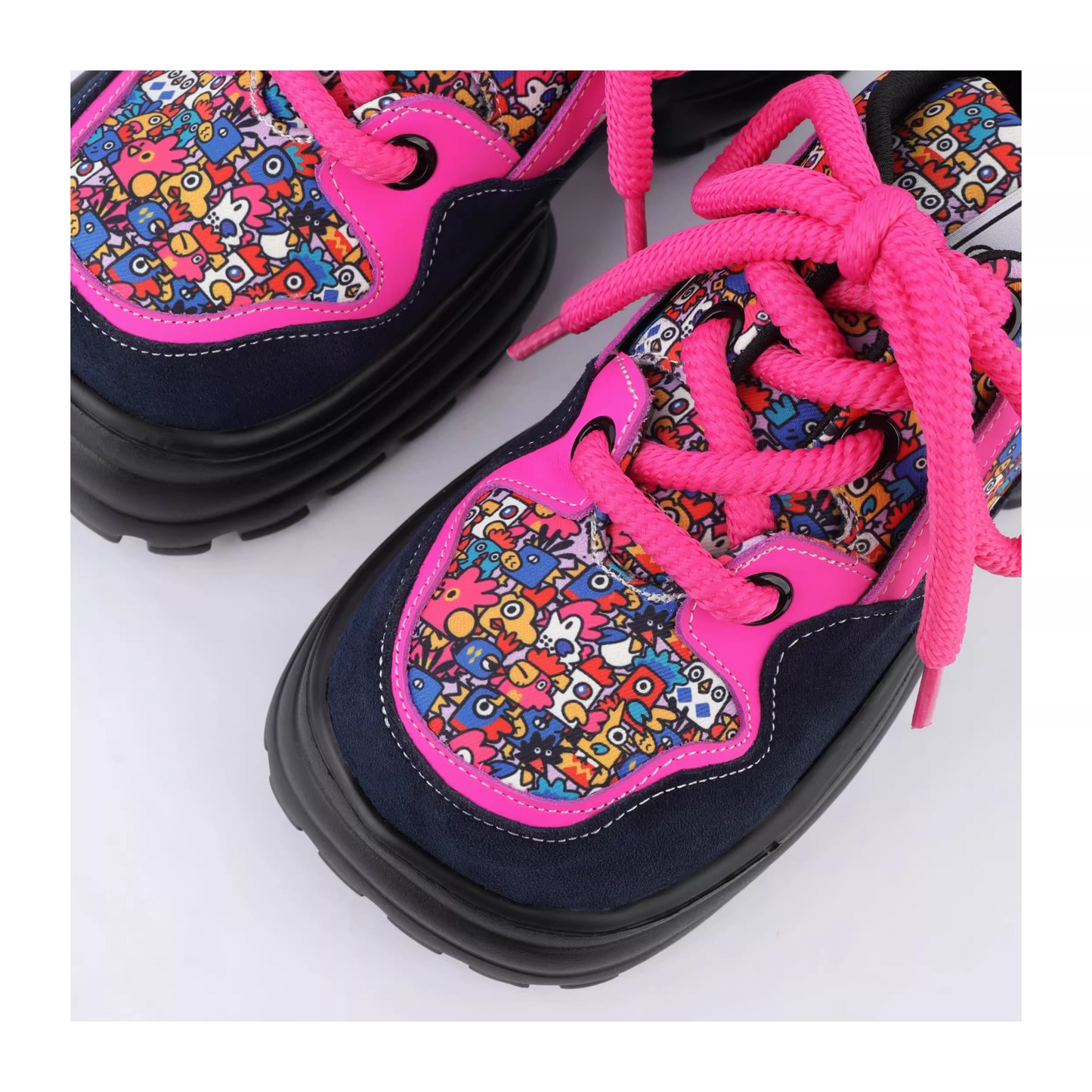 Chunky Platform Colorblock Lace-Up Shoes　X3480