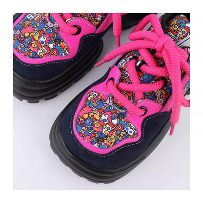 Chunky Platform Colorblock Lace-Up Shoes　X3480