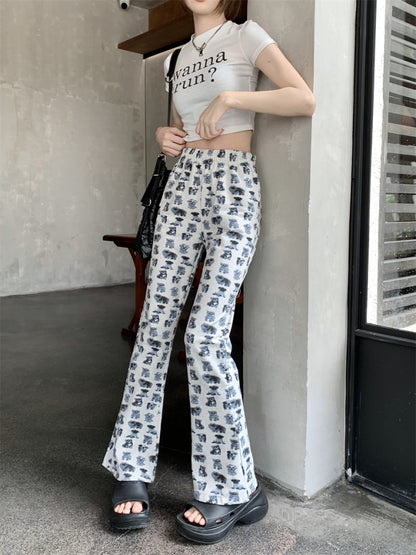 Dock Print Flare Pants X2388