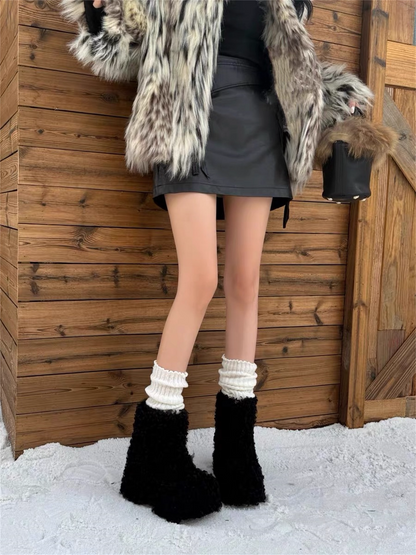 Suede Fleece Short Snow Boots　X3424