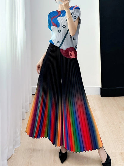 Gradient pleated pants X2328