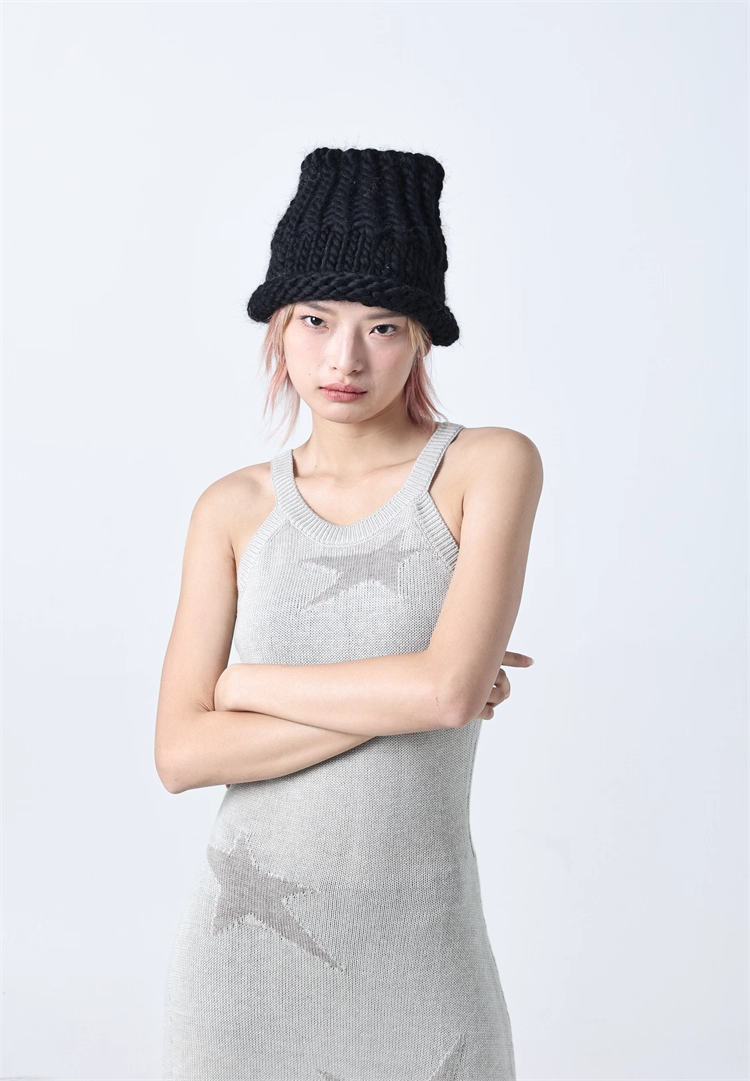 Icelandic Hand-Knitted Wool Beanie Neck Warmer　X3442