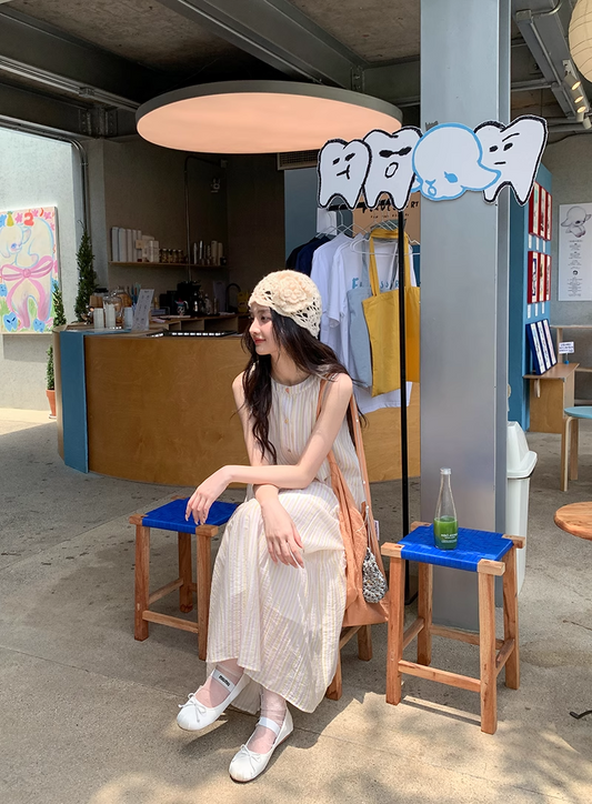 Striped Sleeveless Long Dress X3304