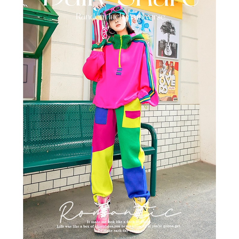 Colorblock Dopamine Jogger Pants　X3432