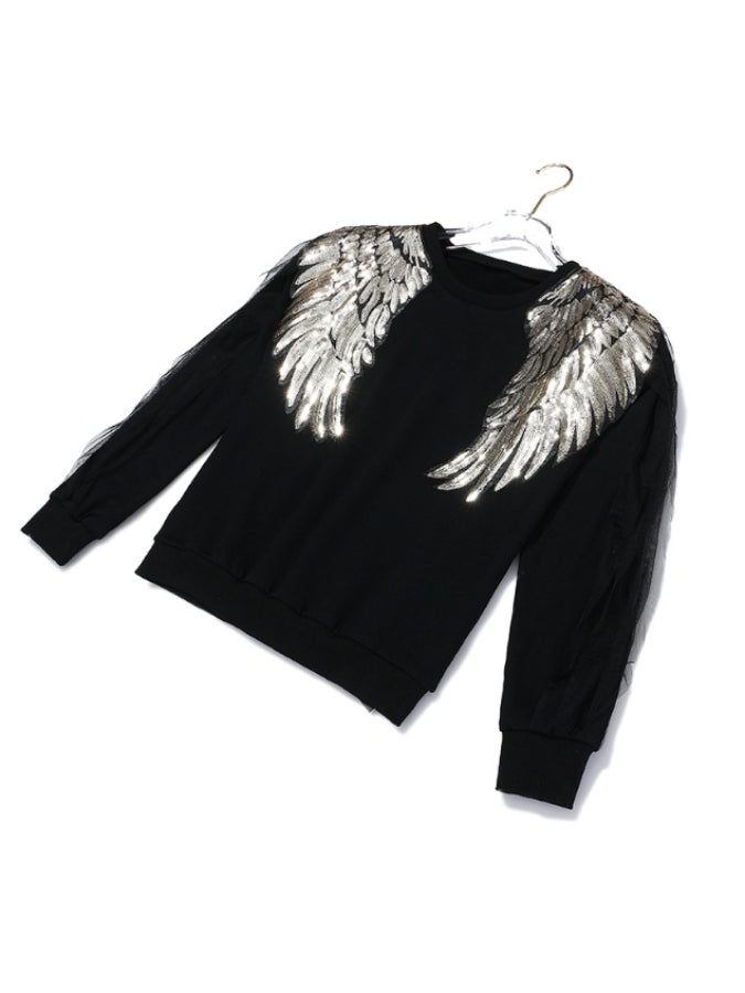 Wing mesh sleeve pullover X2507