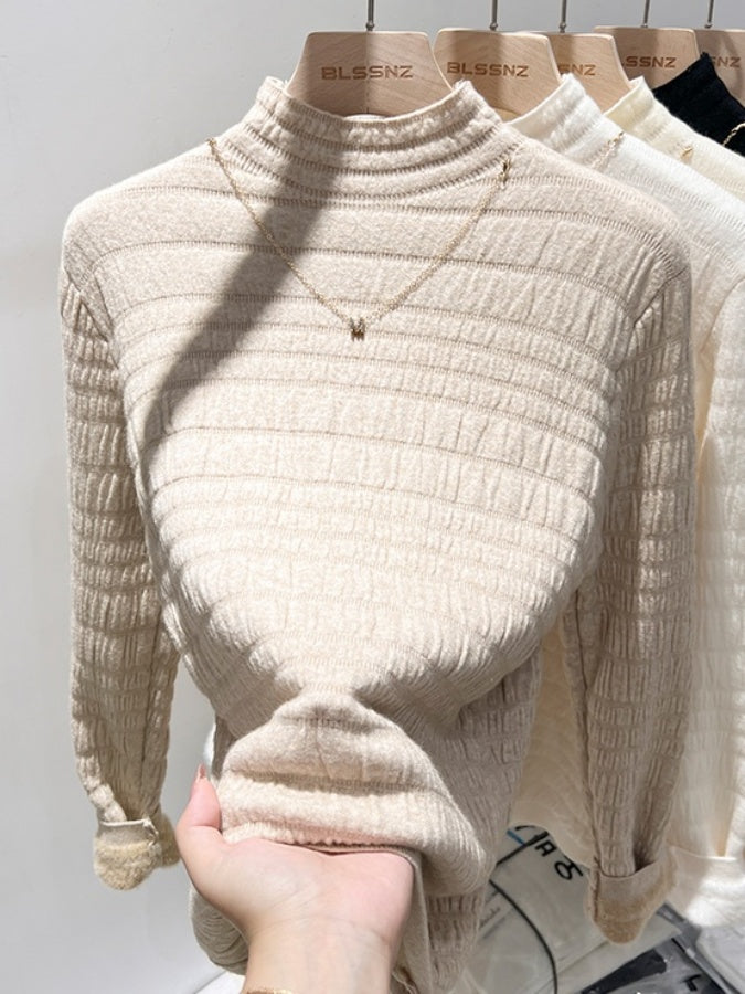 Fleece-lined half turtleneck sweater X2958