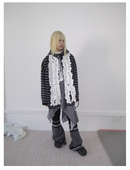 Striped Colorblock Sweat Jacket　X3421