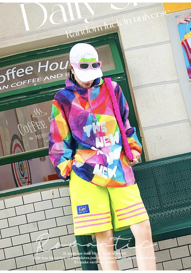 Color Letter Graffiti Hoodie　X3409