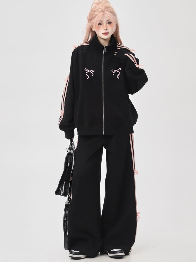 Ribbon motif jacket/pants/setup X2643