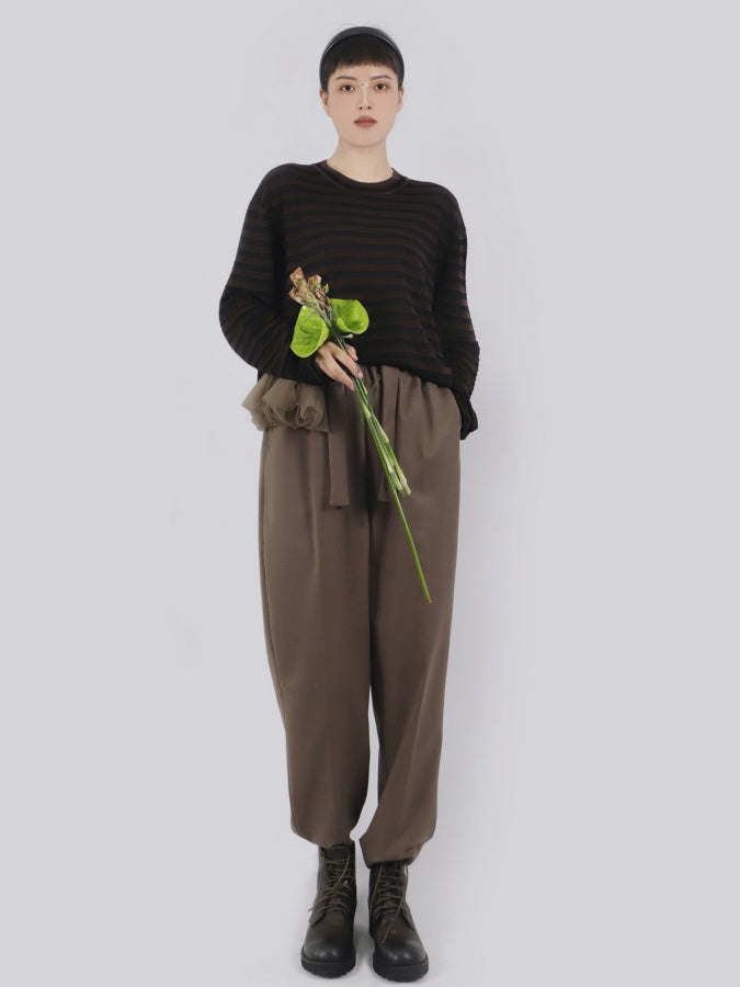 Center pleated tapered pants X2839