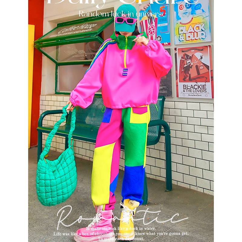 Colorblock Dopamine Jogger Pants　X3432