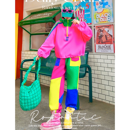 Colorblock Dopamine Jogger Pants　X3432