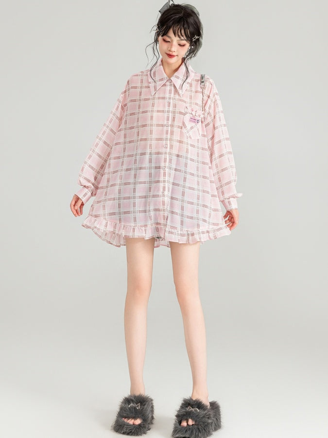 Butterfly motif oversized shirt X2733