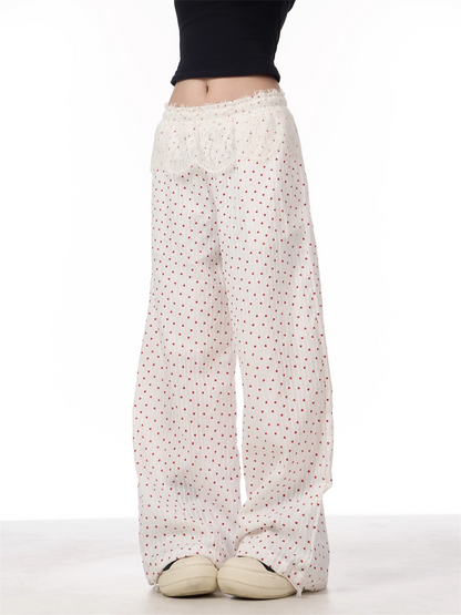Lace Patchwork Wide-Leg Pants　X3387