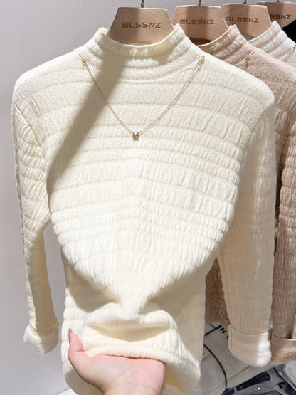 Fleece-lined half turtleneck sweater X2958