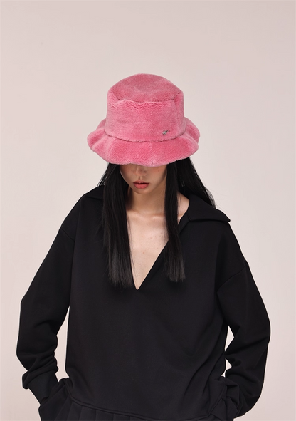 Fuzzy Warm Bucket Hat　X3434