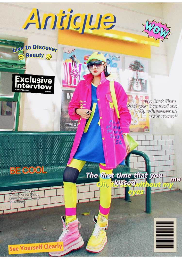 Blue Zip Colorblock Dress　X3413