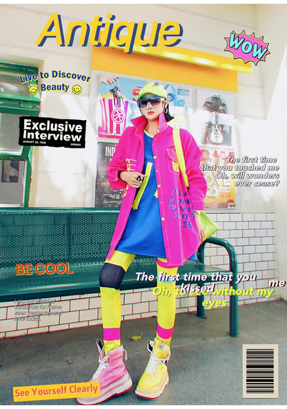 Blue Zip Colorblock Dress　X3413