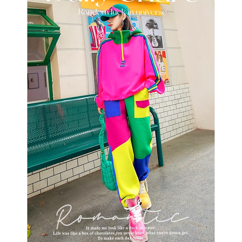 Colorblock Dopamine Jogger Pants　X3432