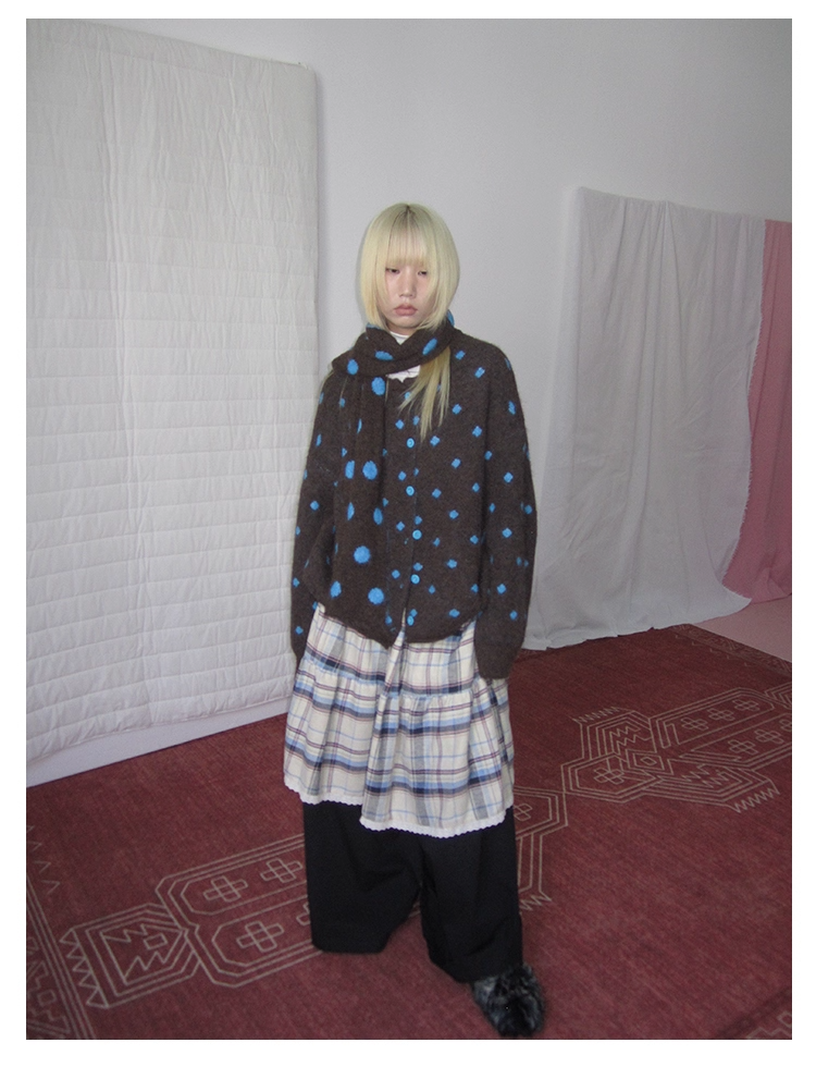 Plaid Patchwork Layered Wide Pants　X3420