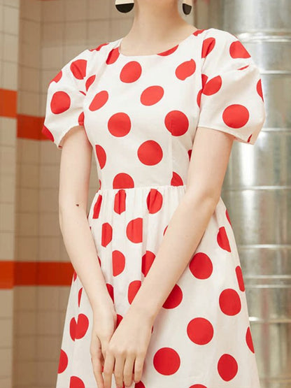 Retro Polka Dot Midi Dress X2710