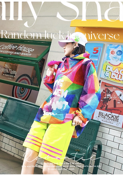 Color Letter Graffiti Hoodie　X3409