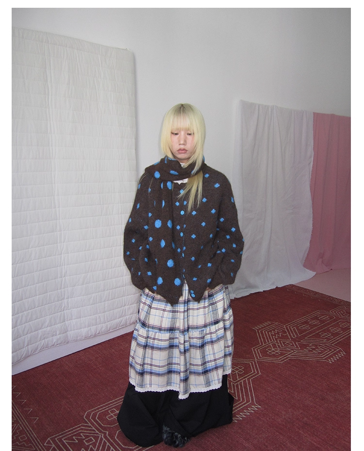 Plaid Patchwork Layered Wide Pants　X3420