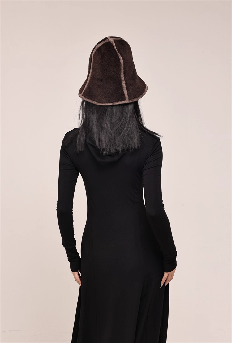 High-Top Wool Blend Bucket Hat　X3435